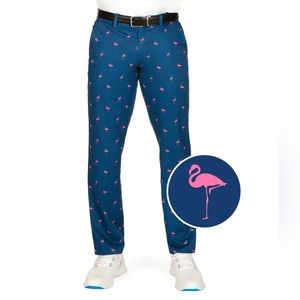 NWT Tipsy Elves Men’s Flamingo Golf Pants Navy Novelty Funny Party | Medium 🦩🏌️